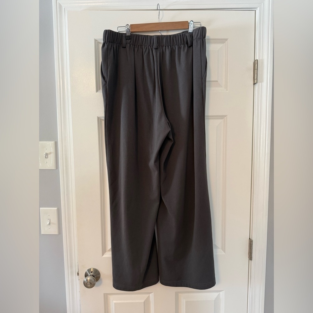 Evaless | Wide Leg Elastic High Waisted Waffle Knit Grey Pants | Size XL - Picture 4 of 9